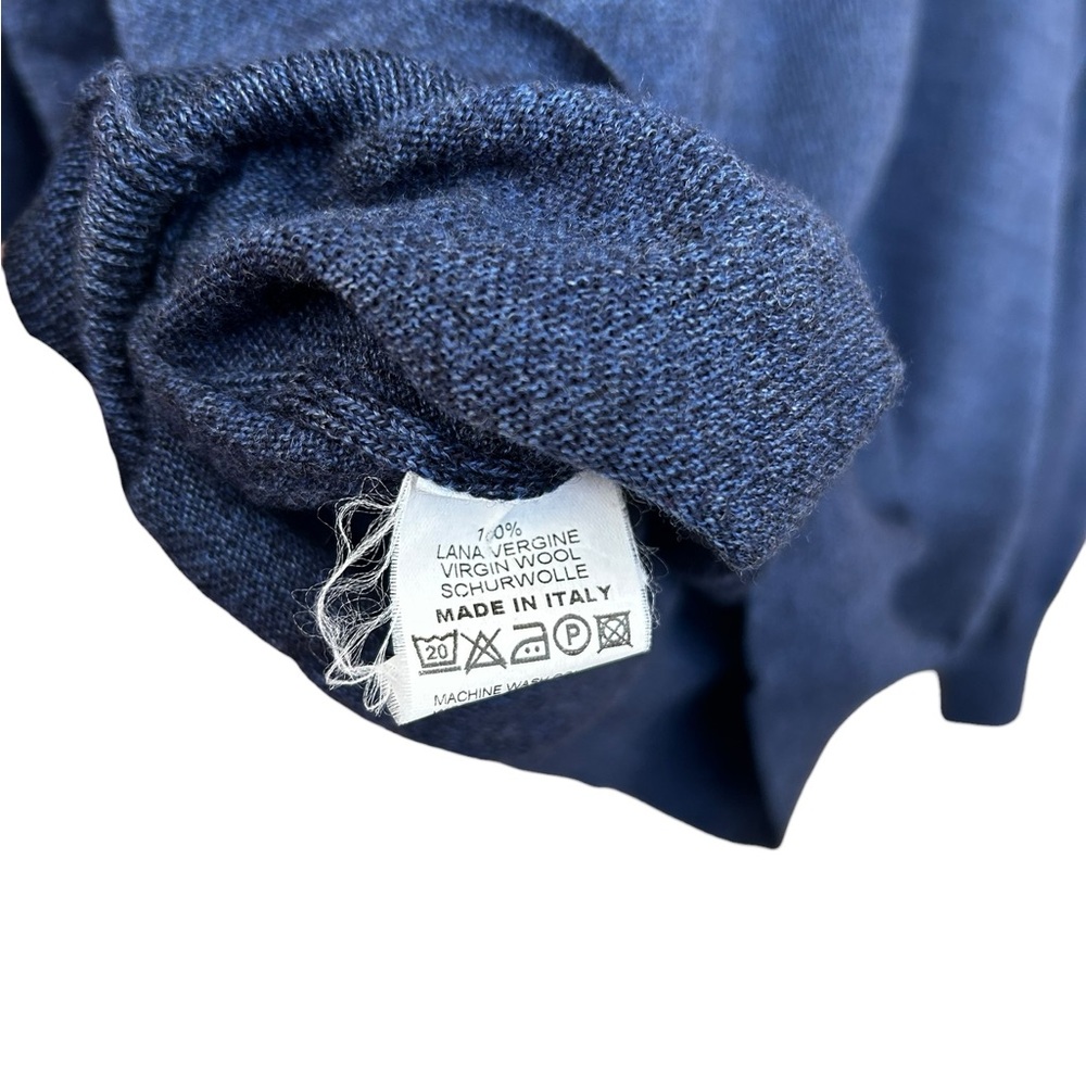 Vtg Barneys‎ NY Men’s Wool Mockneck Sweater Stunning Blue - Picture 3 of 5